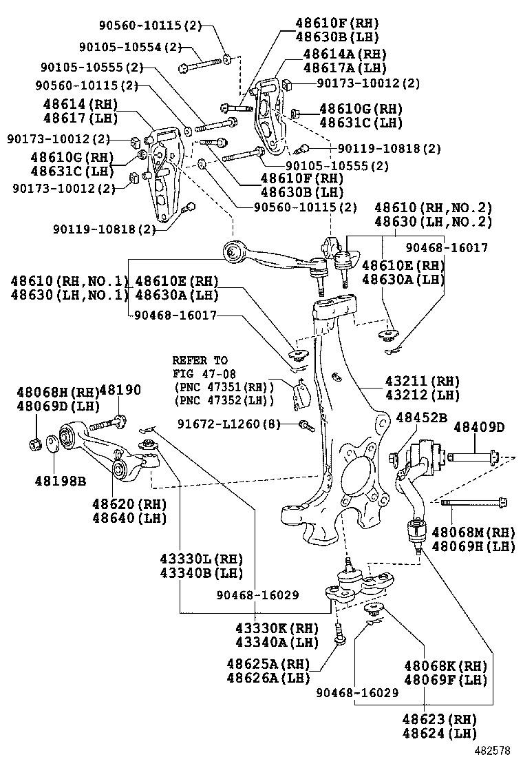  LS600H 600HL |  FRONT AXLE ARM STEERING KNUCKLE