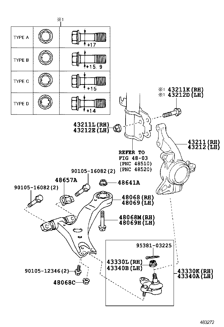  CAMRY HYBRID |  FRONT AXLE ARM STEERING KNUCKLE