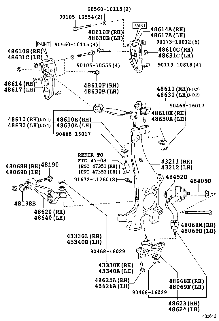  LS600H 600HL |  FRONT AXLE ARM STEERING KNUCKLE