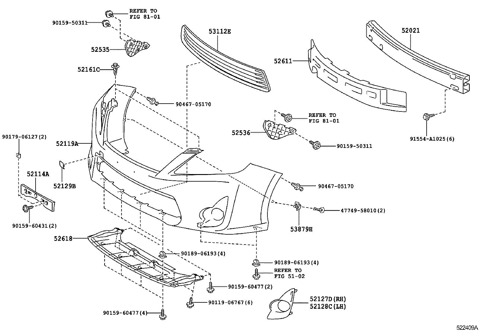  CAMRY HYBRID |  FRONT BUMPER BUMPER STAY