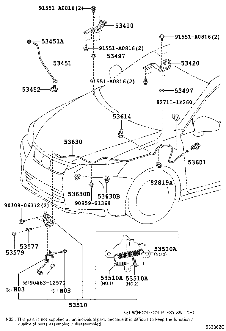  CT200H |  HOOD LOCK HINGE