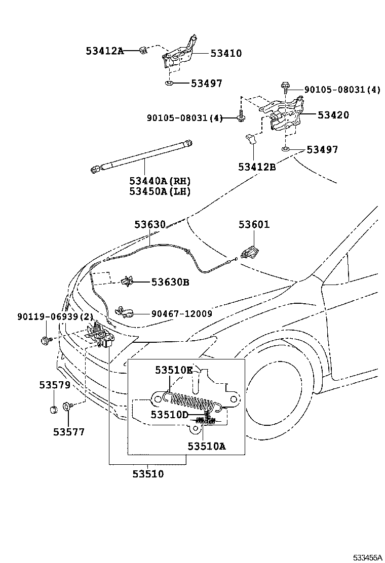  CAMRY HYBRID |  HOOD LOCK HINGE