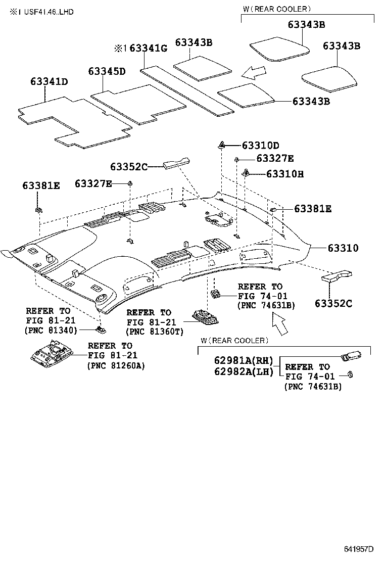  LS460 460L |  ROOF HEADLINING SILENCER PAD