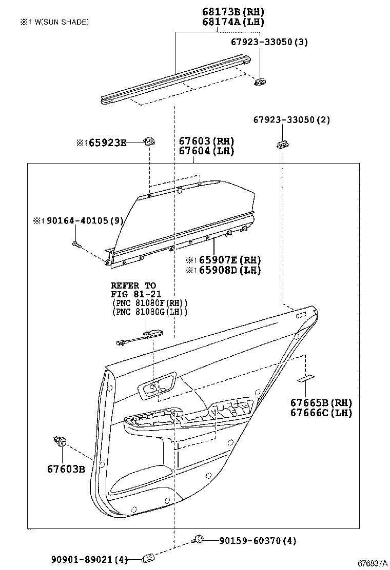  CAMRY HYBRID |  REAR DOOR PANEL GLASS