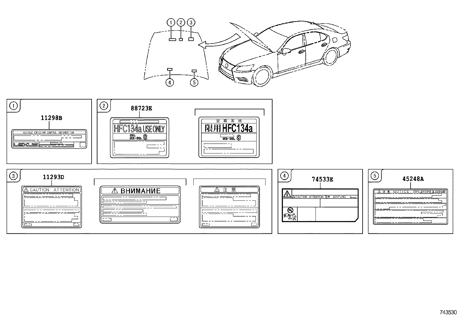  LS460 460L |  CAUTION PLATE EXTERIOR INTERIOR