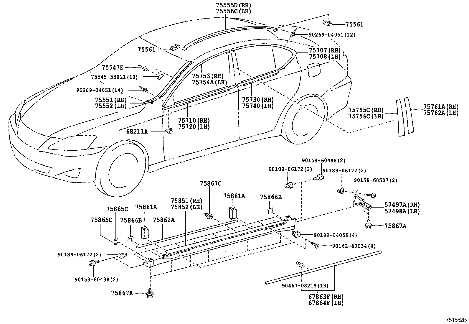  IS250 350 2 D |  SIDE MOULDING