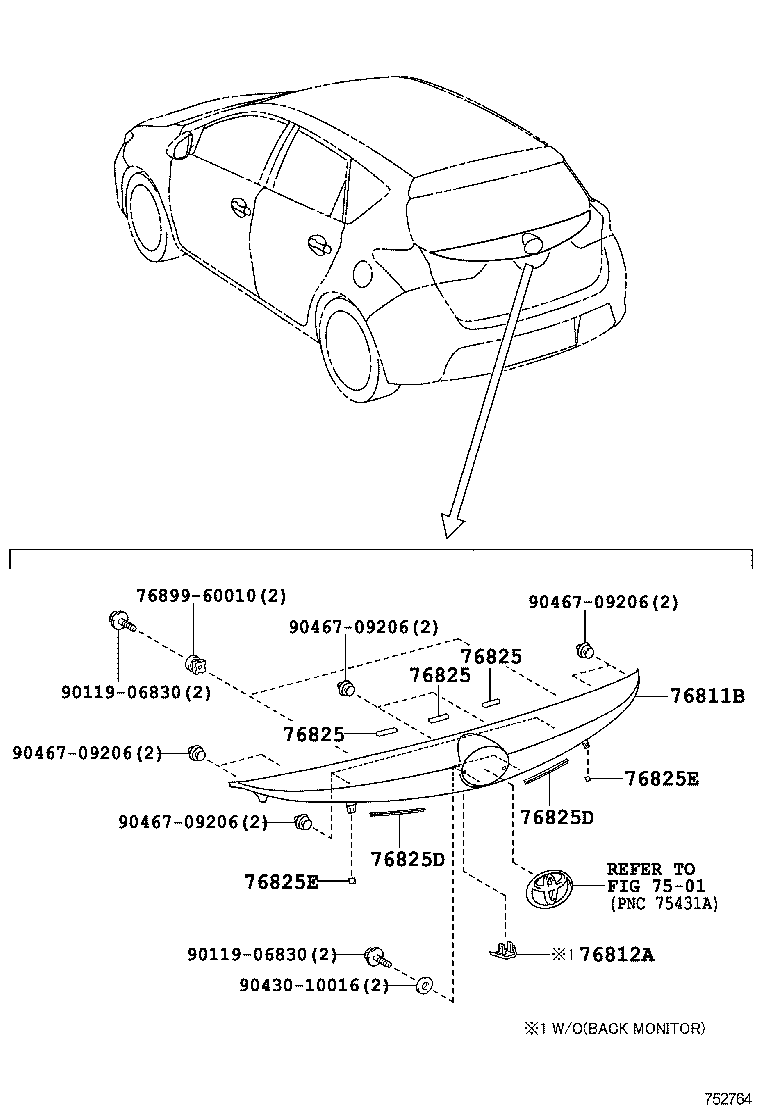  AURIS HYBRID UKP |  REAR MOULDING