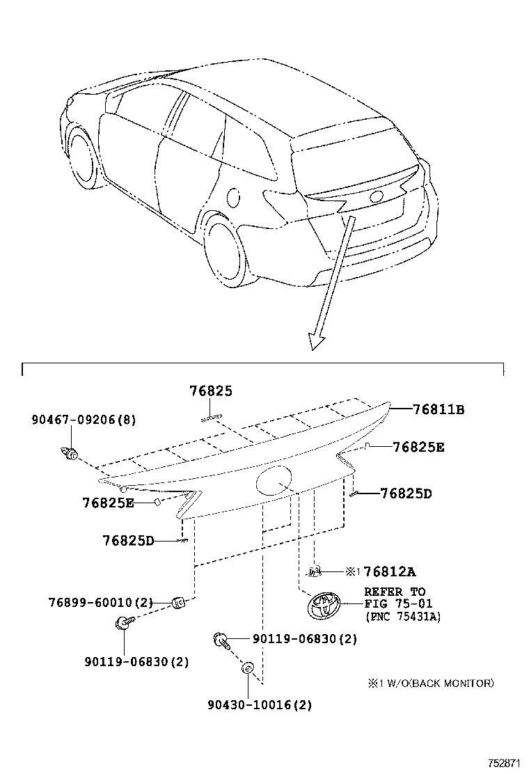  AURIS HYBRID UKP |  REAR MOULDING