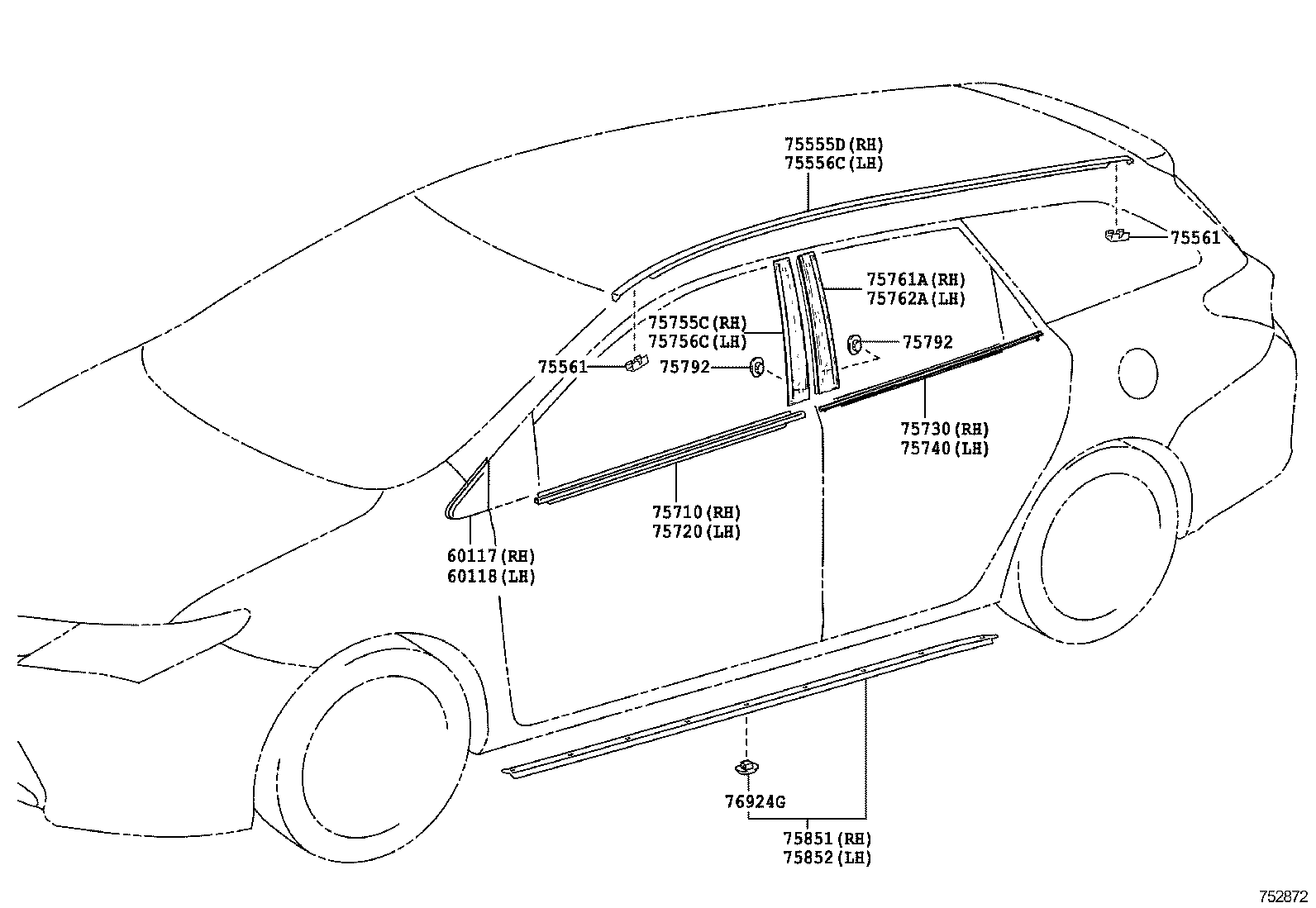  AURIS HYBRID UKP |  SIDE MOULDING