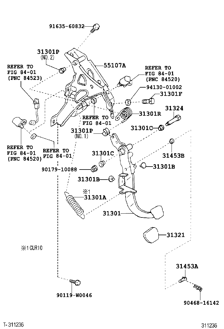  COROLLA VERSO |  CLUTCH PEDAL FLEXIBLE HOSE