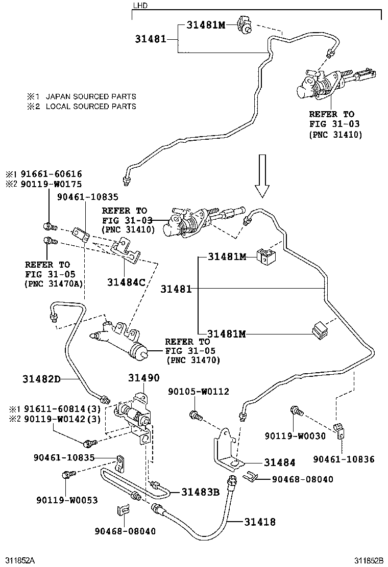  AURIS HYBRID UKP |  CLUTCH PEDAL FLEXIBLE HOSE