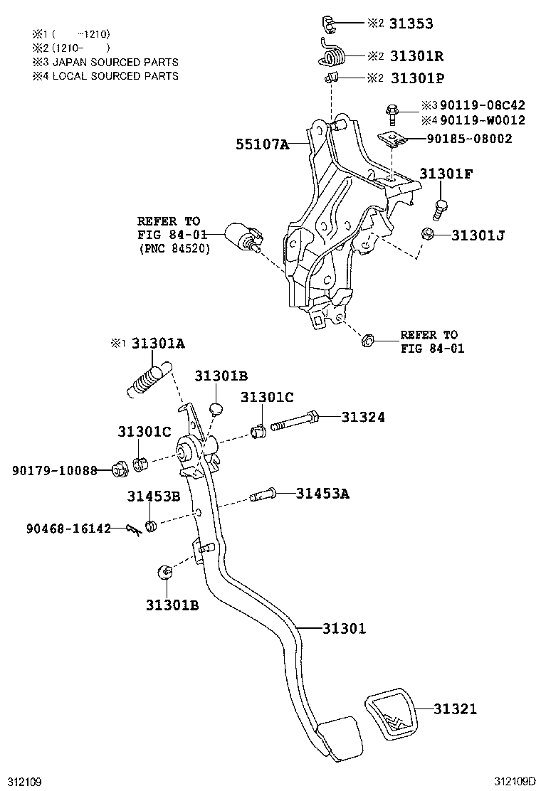  AVENSIS |  CLUTCH PEDAL FLEXIBLE HOSE