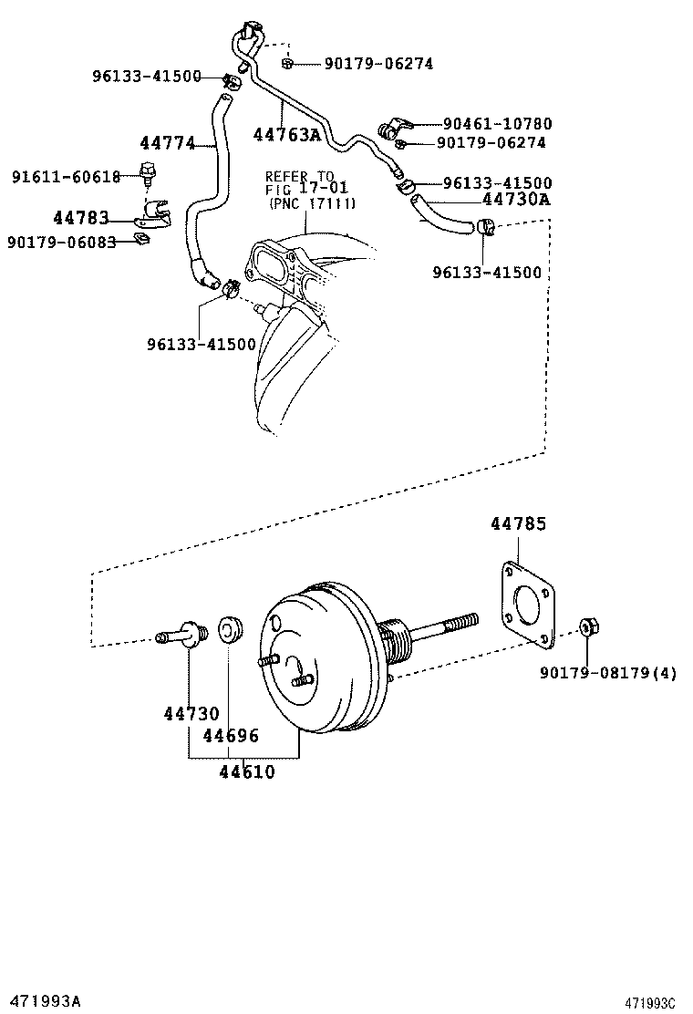  PREVIA TARAGO |  BRAKE BOOSTER VACUUM TUBE