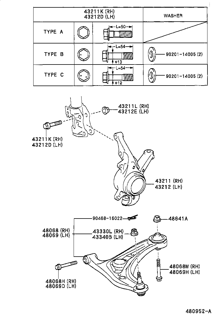  YARIS |  FRONT AXLE ARM STEERING KNUCKLE