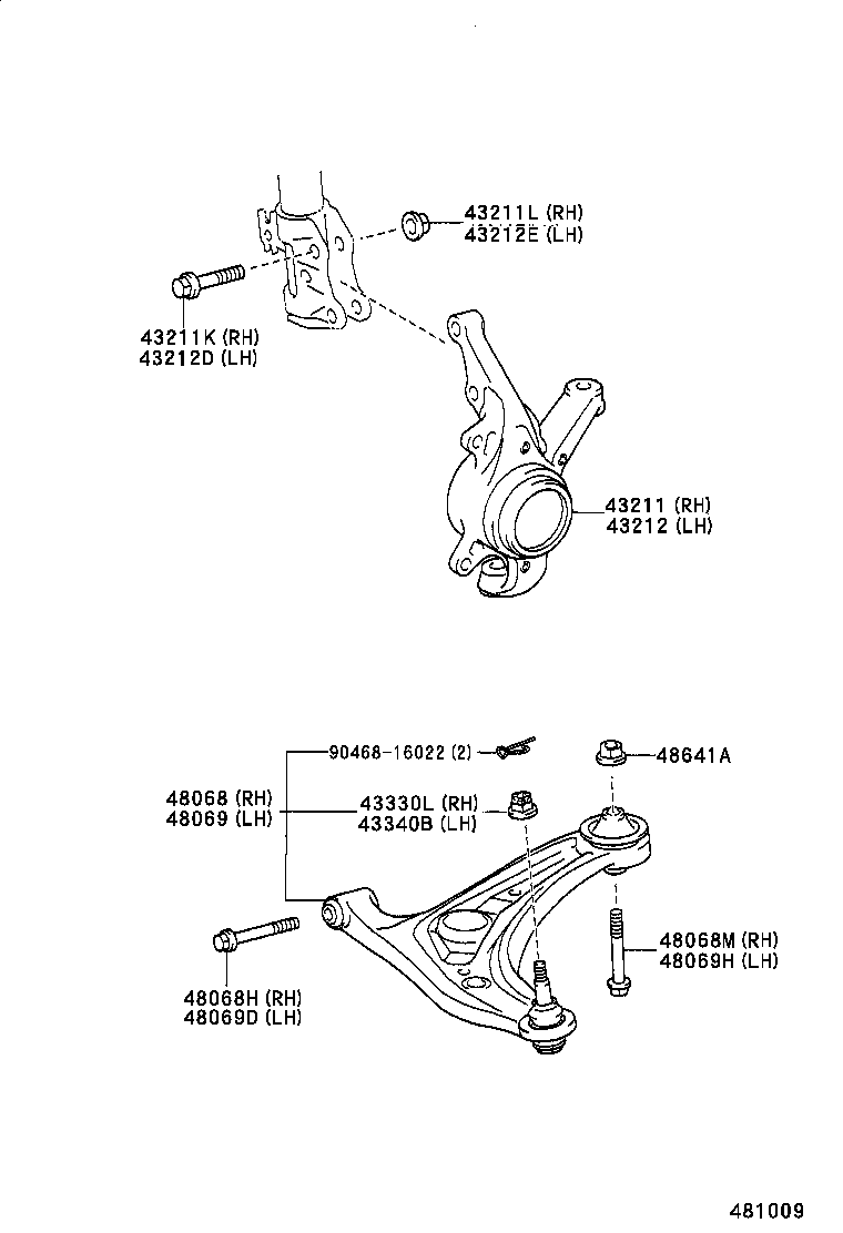  YARIS ECHO VERSO |  FRONT AXLE ARM STEERING KNUCKLE