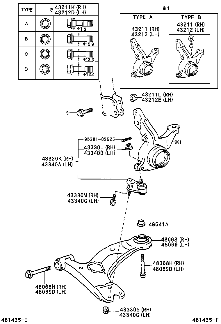  COROLLA |  FRONT AXLE ARM STEERING KNUCKLE