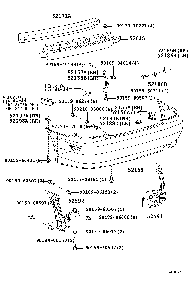 IS200 300 |  REAR BUMPER BUMPER STAY