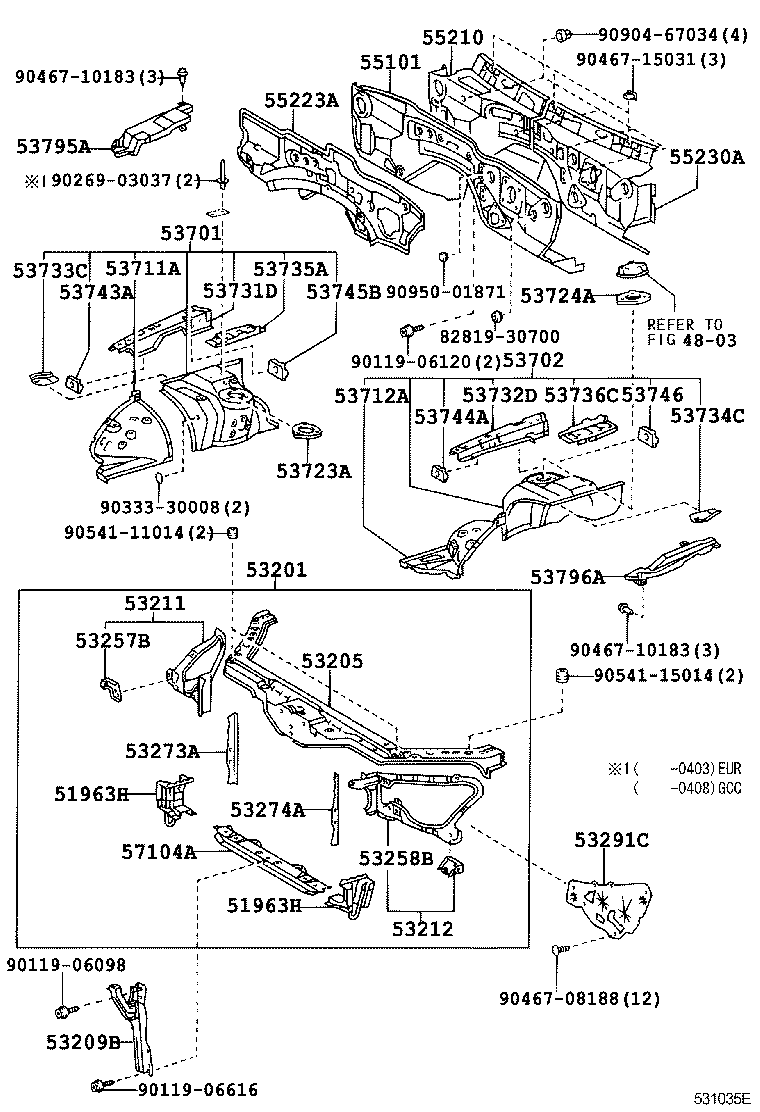  SC430 |  FRONT FENDER APRON DASH PANEL