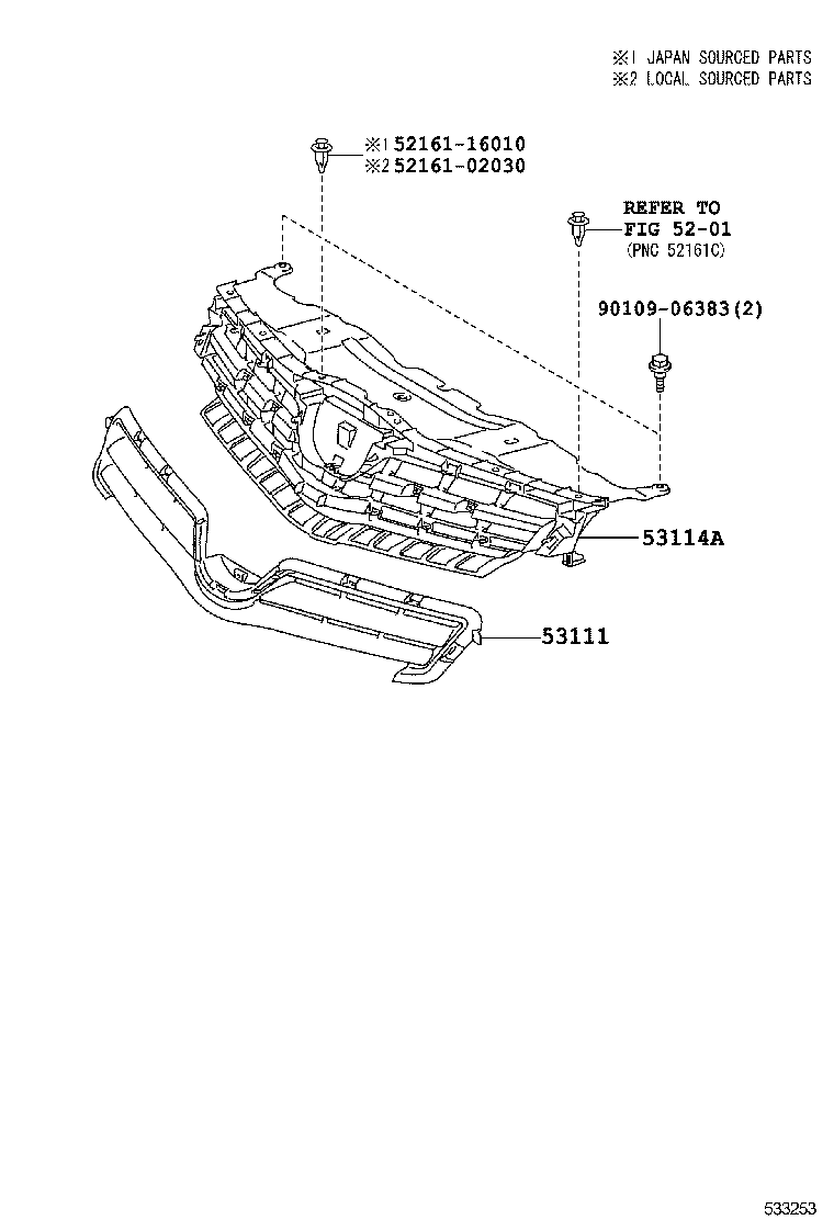  AURIS HYBRID UKP |  RADIATOR GRILLE