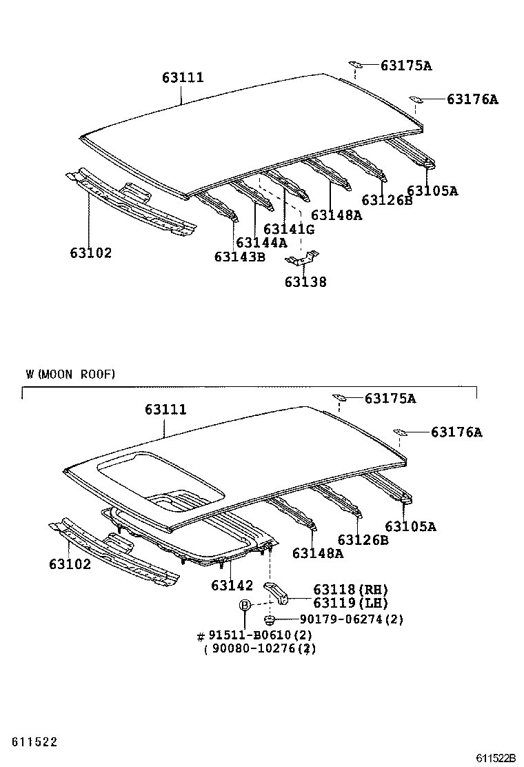  COROLLA |  ROOF PANEL BACK WINDOW GLASS