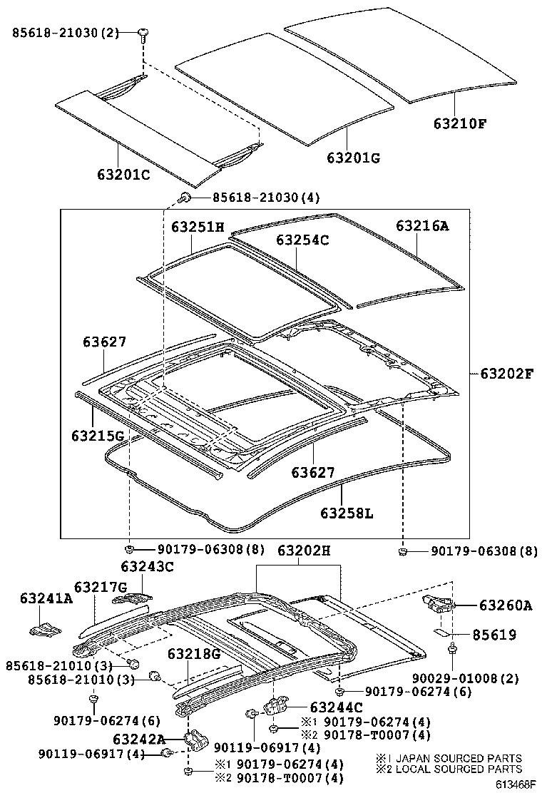  PRIUS |  ROOF PANEL BACK WINDOW GLASS