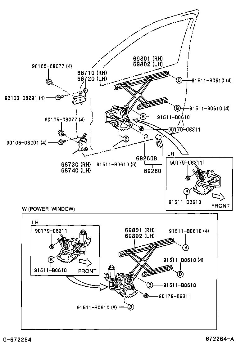  YARIS |  FRONT DOOR WINDOW REGULATOR HINGE