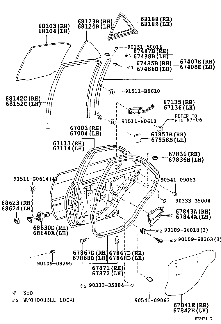  IS200 300 |  REAR DOOR PANEL GLASS