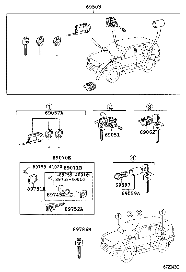  LAND CRUISER 120 |  LOCK CYLINDER SET