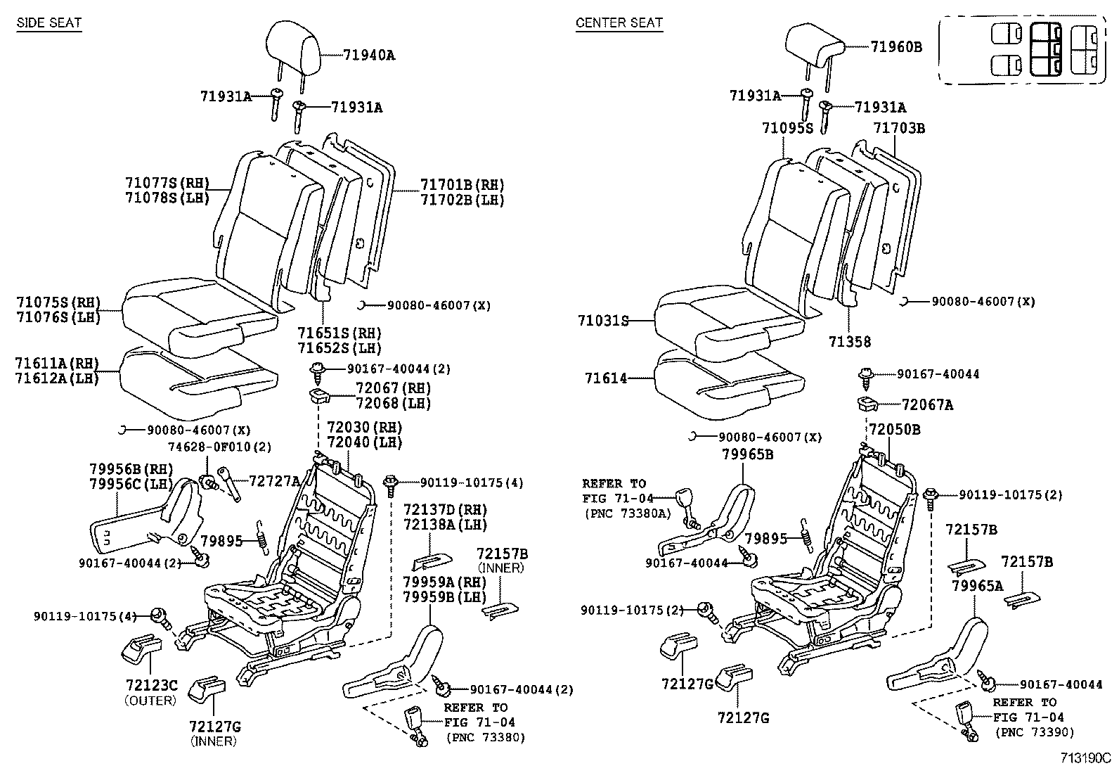  COROLLA VERSO |  REAR SEAT SEAT TRACK