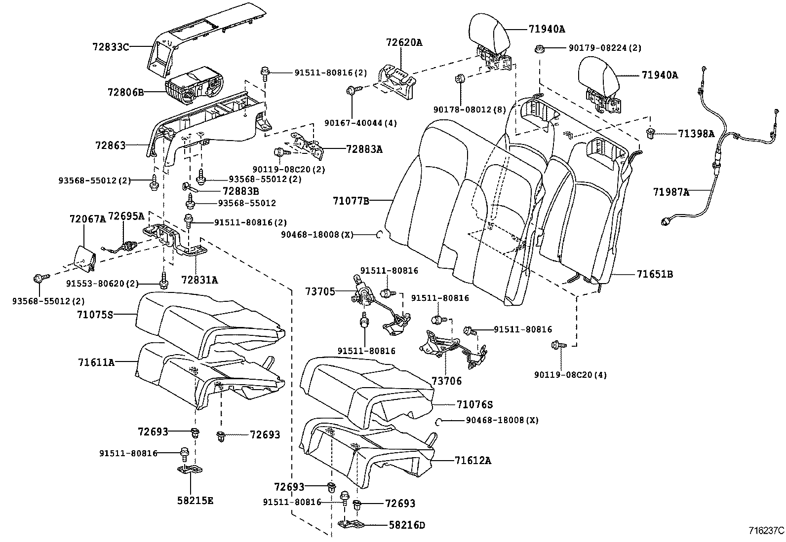  IS250C |  REAR SEAT SEAT TRACK