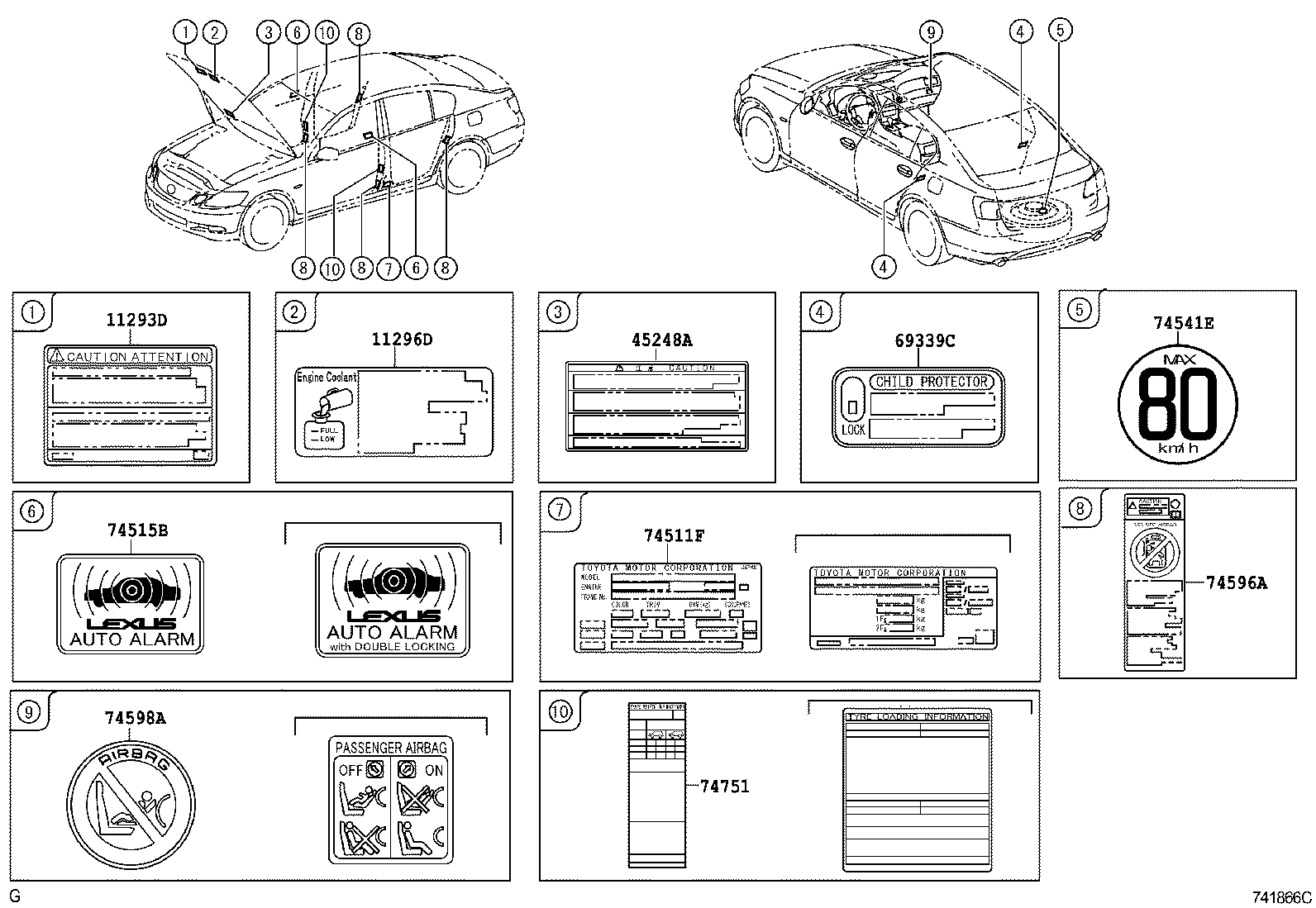  GS450H |  CAUTION PLATE EXTERIOR INTERIOR