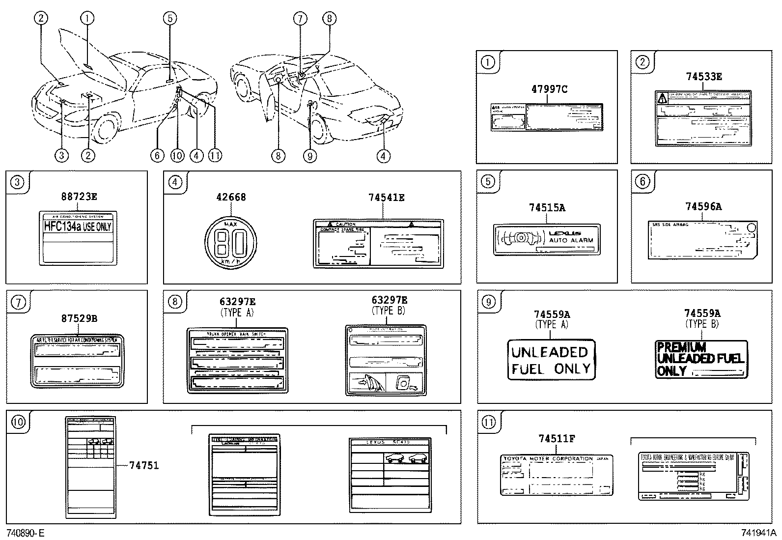  SC430 |  CAUTION PLATE EXTERIOR INTERIOR