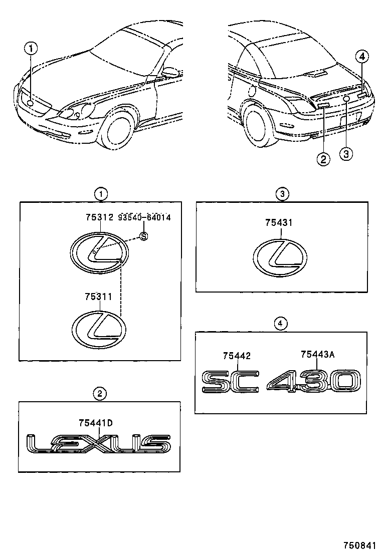  SC430 |  EMBLEM NAME PLATE EXTERIOR INTERIOR