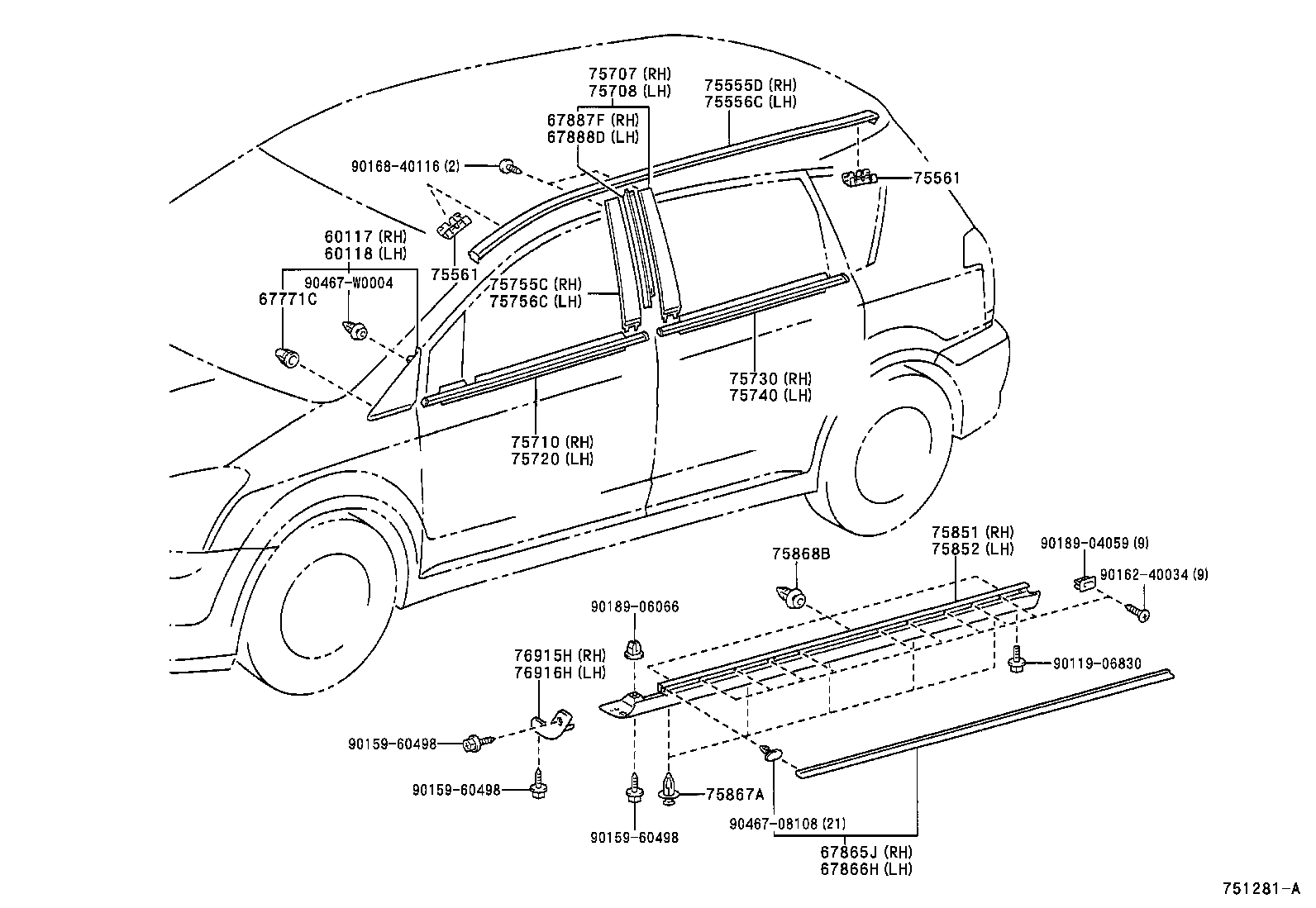  COROLLA VERSO |  SIDE MOULDING