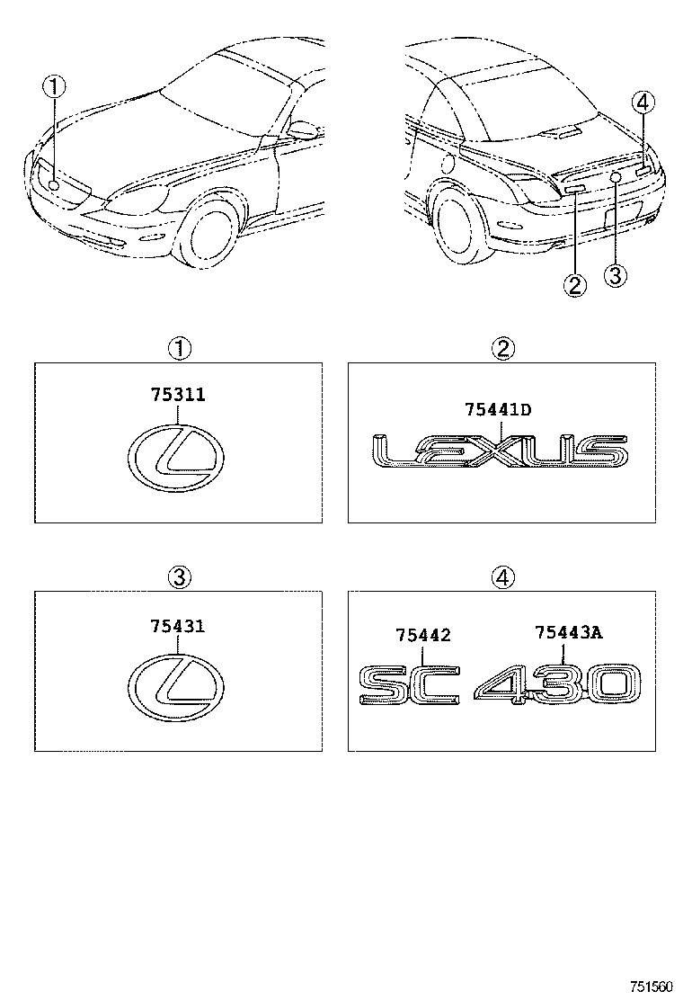  SC430 |  EMBLEM NAME PLATE EXTERIOR INTERIOR