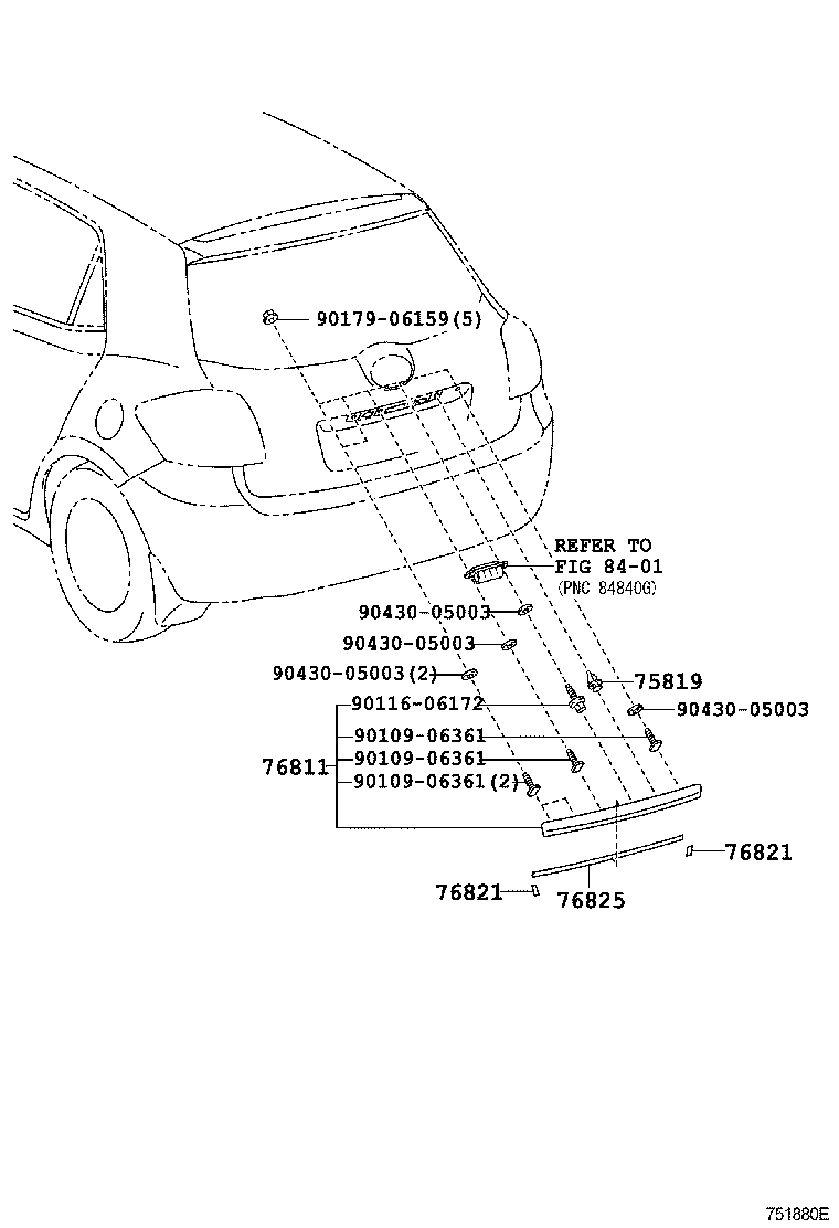  AURIS HYBRID UKP |  REAR MOULDING