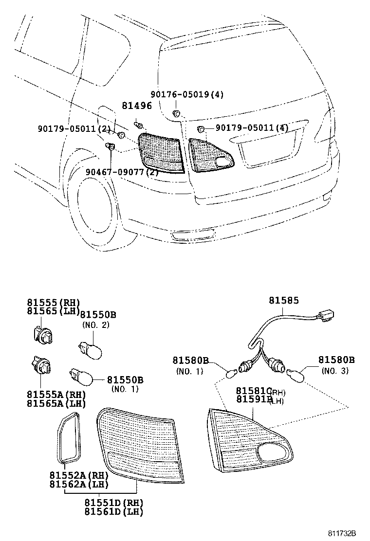  PICNIC AVENSIS VERSO |  REAR COMBINATION LAMP