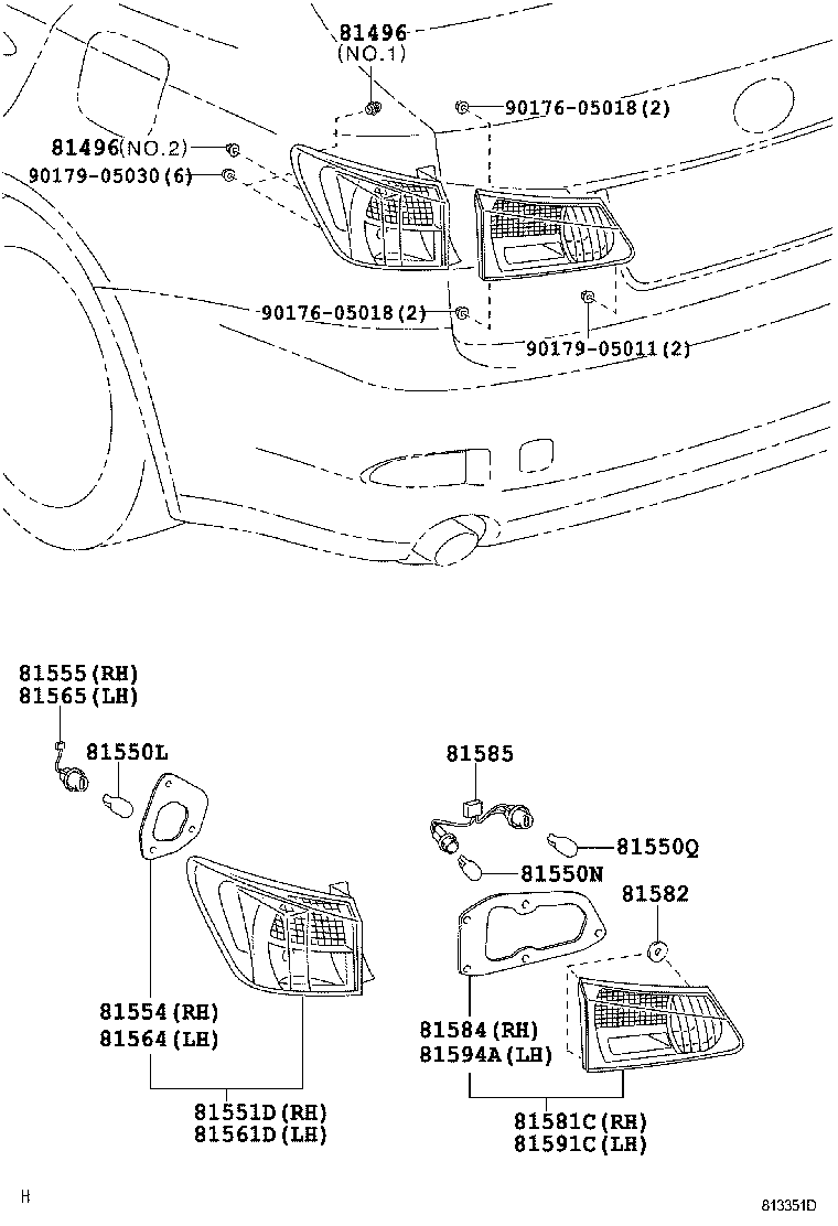  IS250 350 2 D |  REAR COMBINATION LAMP