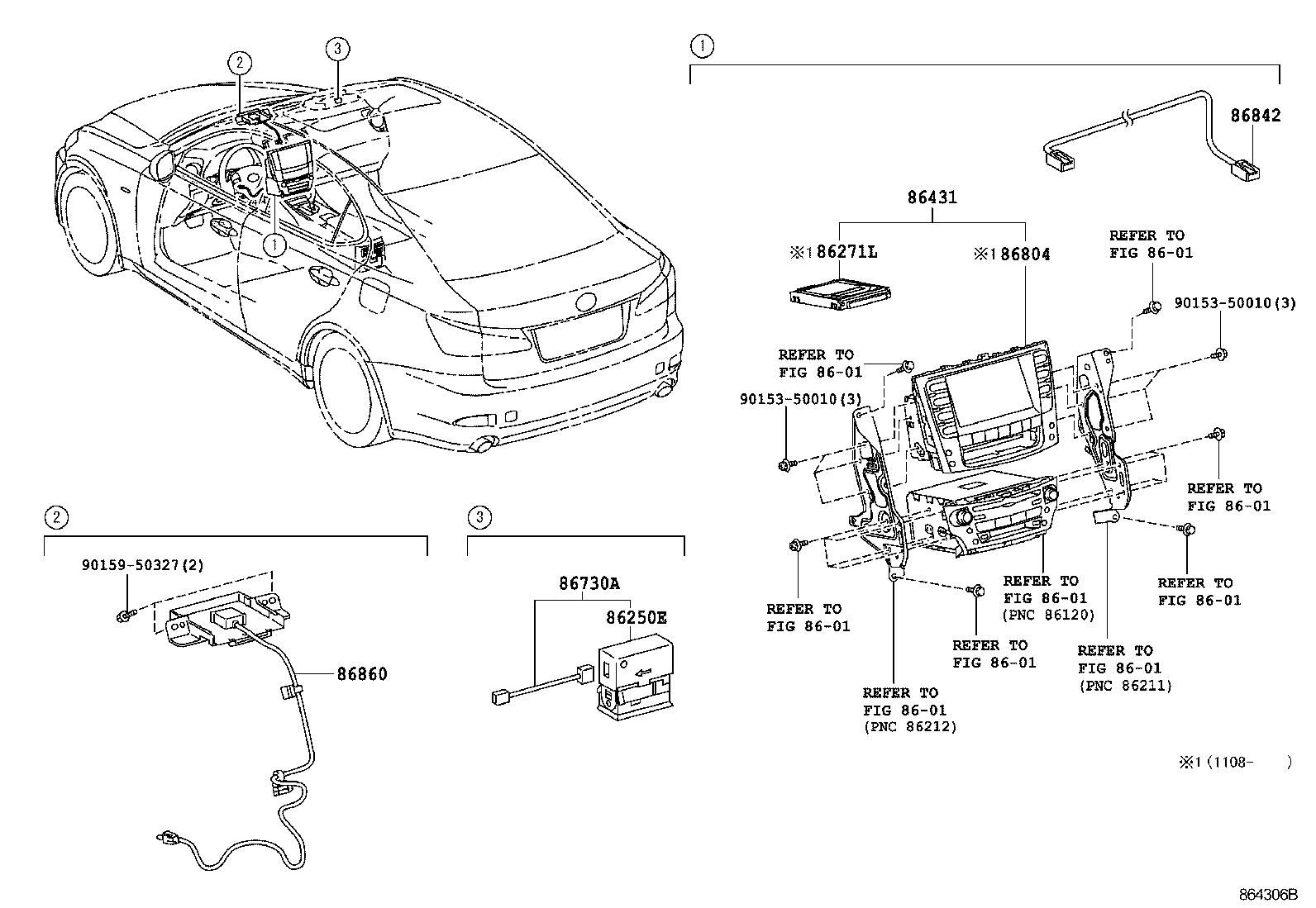  IS250 350 2 D |  NAVIGATION FRONT MONITOR DISPLAY