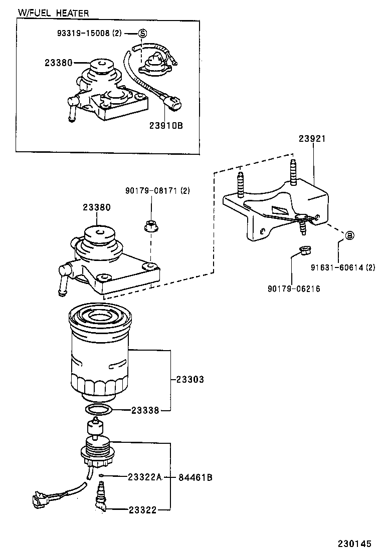 TOYOTA HIACE HIACE S B VLXH12LRBMRSW TOOLENGINEFUEL FUEL FILTER