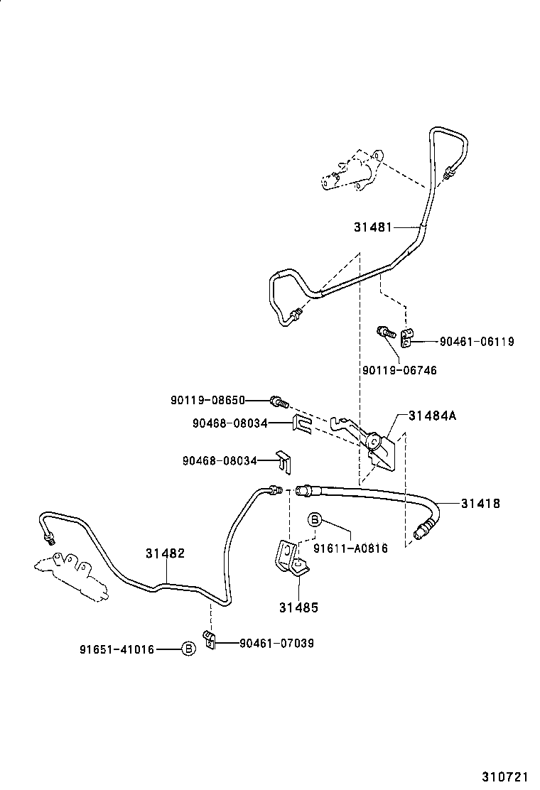  AVENSIS |  CLUTCH PEDAL FLEXIBLE HOSE