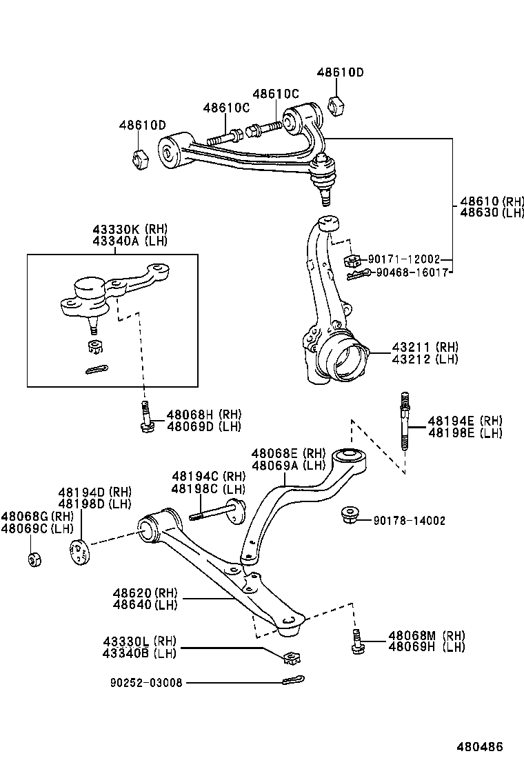  GS300 430 |  FRONT AXLE ARM STEERING KNUCKLE