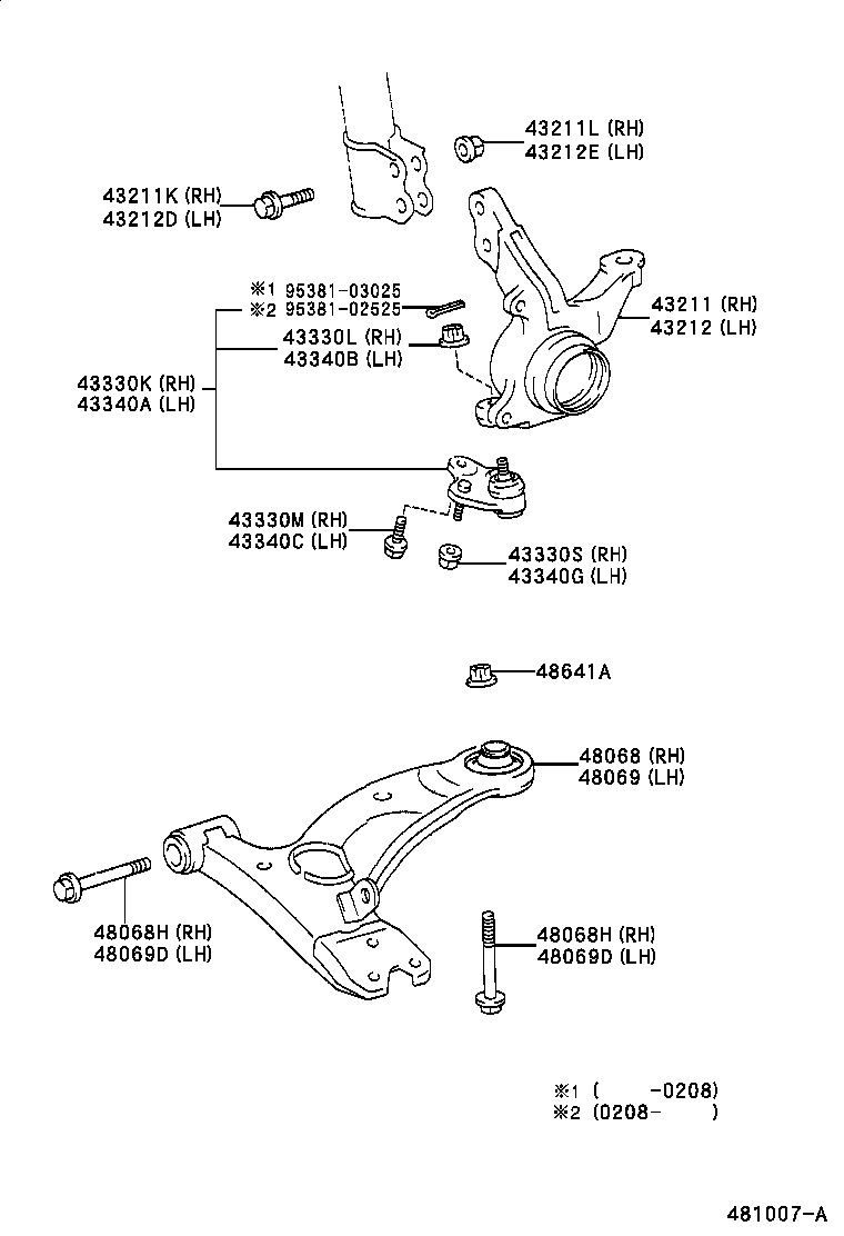  CELICA |  FRONT AXLE ARM STEERING KNUCKLE