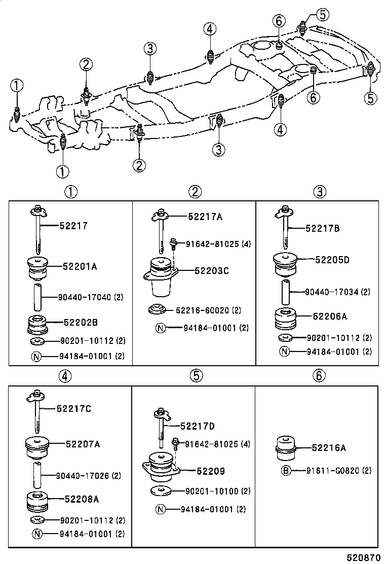  LX470 |  CAB MOUNTING BODY MOUNTING
