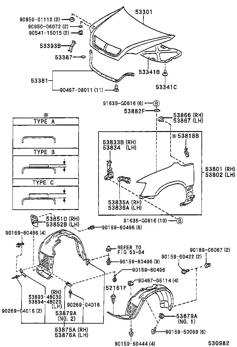  RX300 |  HOOD FRONT FENDER