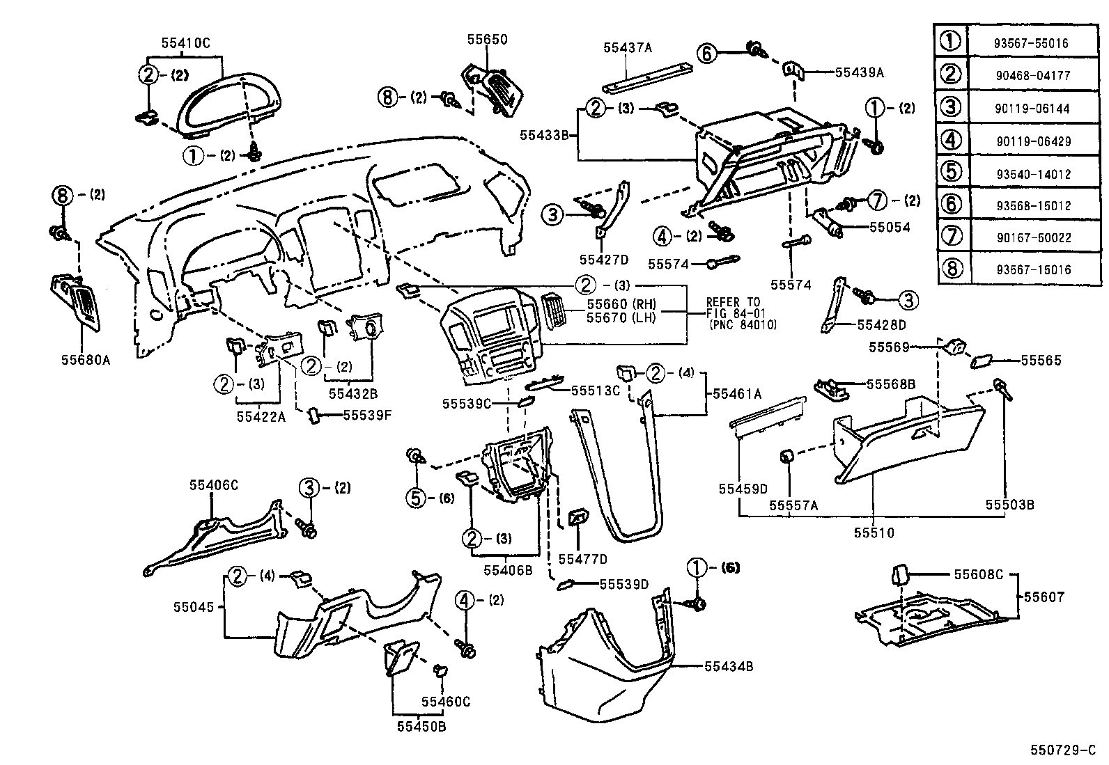  RX300 |  INSTRUMENT PANEL GLOVE COMPARTMENT