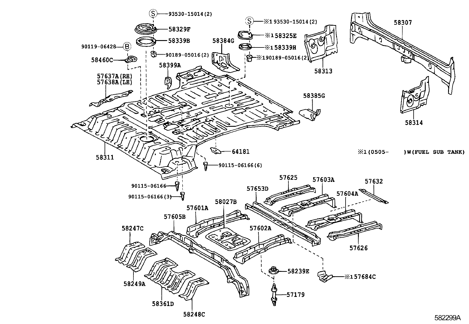  LX470 |  REAR FLOOR PANEL REAR FLOOR MEMBER