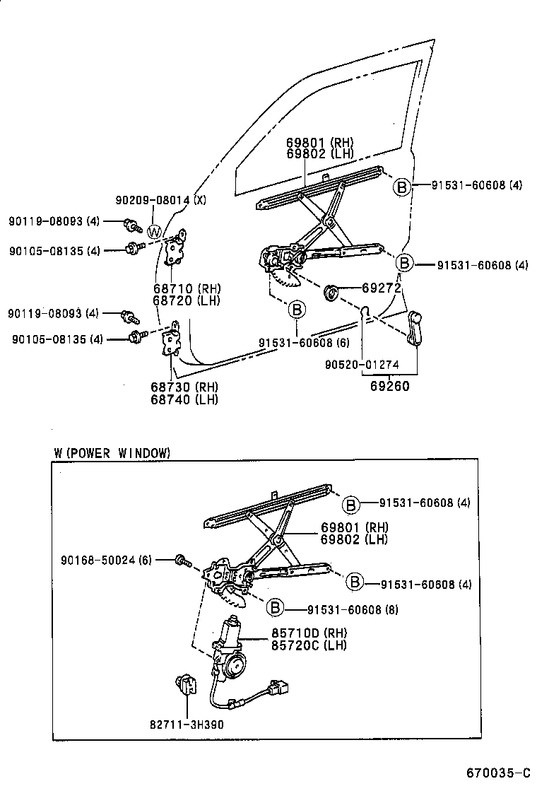  LAND CRUISER 90 |  FRONT DOOR WINDOW REGULATOR HINGE