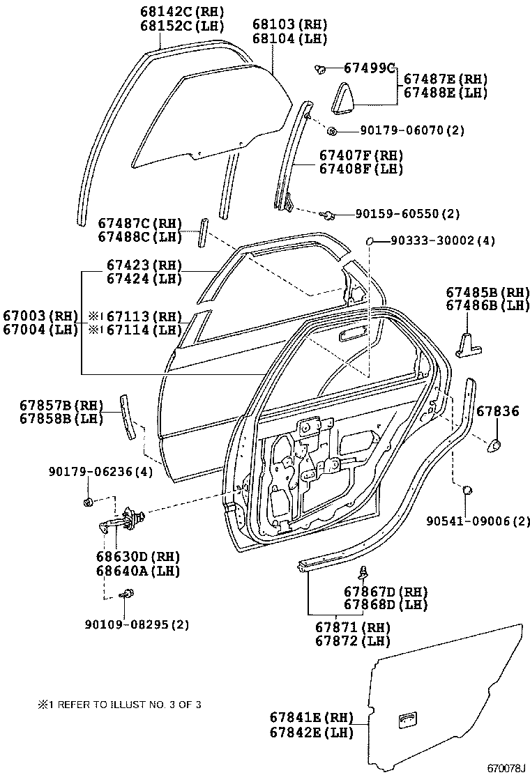  CAMRY |  REAR DOOR PANEL GLASS