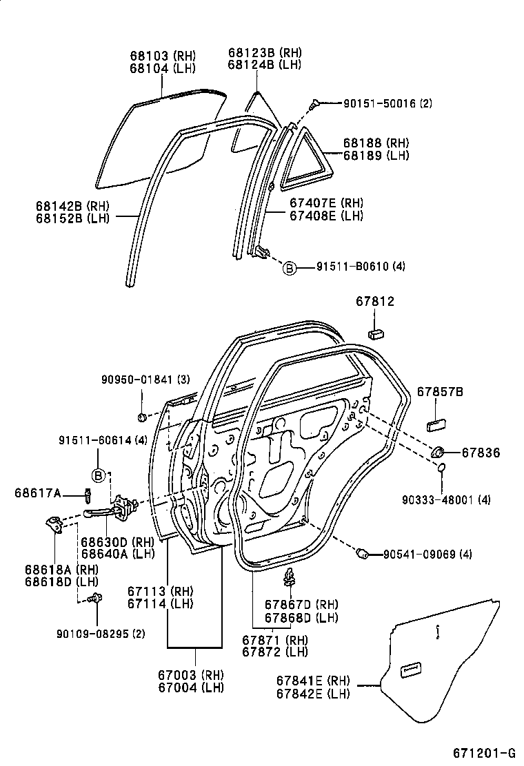  RX300 |  REAR DOOR PANEL GLASS